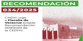 CNDH urge a Fiscalía de Veracruz acepte Recomendación 009/2023 de la CEDHV