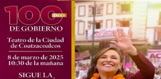 A las 10:30, el Informe de 100 días de Gobierno de Rocío Nahle, este 8 de marzo