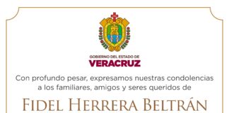 Gobernadora Rocío Nahle extiende sentidas condolencias por la muerte de Fidel Herrera