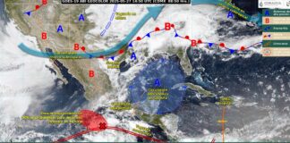 Prevén lluvias de fuertes a intensas en Puebla, Veracruz, Oaxaca y Chiapas.