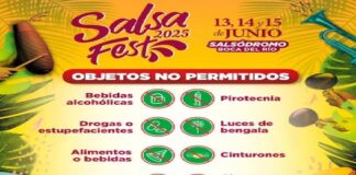 Objetos con los que NO se podrá ingresar al salsódromo para el Salsa Fest 2025