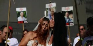 Con vestido de novia y lágimas la mexicana Ilana Gritzewsky celebra boda simbólica sin Matán Zangauker