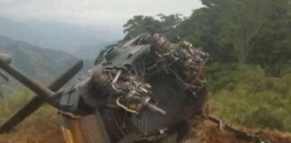 Derriban helicóptero en operativo antidrogas en Antioquia, Colombia.