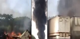 Dan por liquidado incendio en parque de tráilers en Coatzacoalcos .