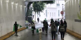 En Xalapa activistas bloquean y dejan consignas en viaducto #JornadaGlobalPorAbortoLegal .