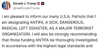 Antifa es designado por Trump como organización terrorista tras asesinato de Charlie Kirk