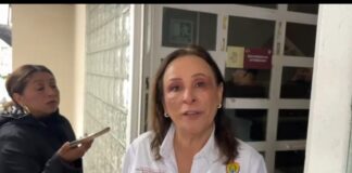 Rocío Nahle coordina distribución de ayuda humanitaria en el norte de Veracruz.