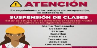 #Veracruz: Se extiende suspensión de clases en ocho municipios de la zona norte .
