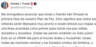 Según Donald Trump Israel y Hamás ya firmaron el acuerdo para rehenes sean liberados