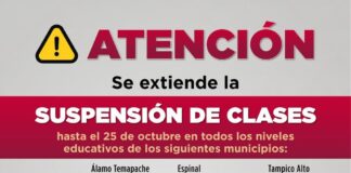 Gobierno de Veracruz determina continuación de suspensión de clases en 43 municipios.