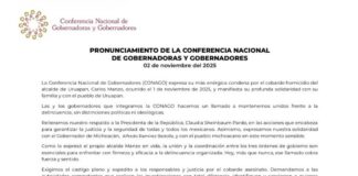 Gobernadores condenan asesinato de Carlos Manzo y respaldan a Sheinbaum ante señalamientos de “narcoestado”