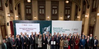 Presidenta de México suscribe renovación del Paquete contra Inflación y Carestía .