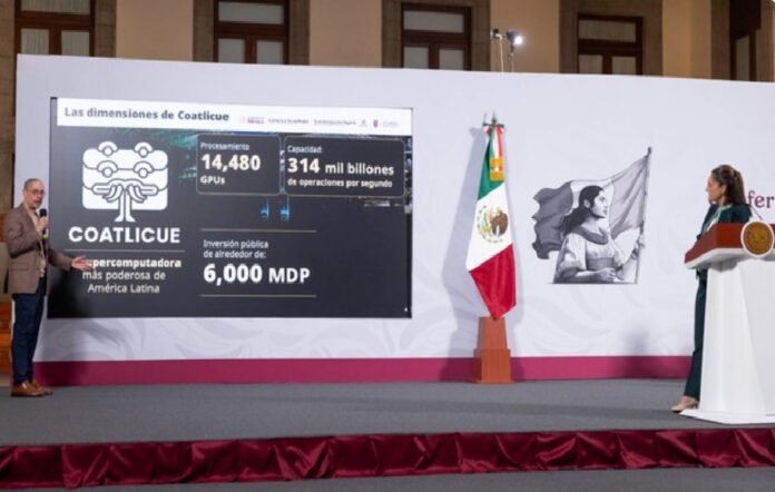 Claudia Sheinbaum presenta a la supercomputadora Coatlicue