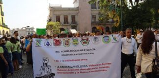 #Veracruz: Sindicatos repudian con marcha iniciativa de reforma de Juan Tress Zilli de Sindicalización única