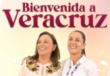 Rocio Nahle dio la bienvenida a Veracruz a la Presidenta Sheinbaum