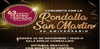 Celebra el 63° aniversario del Teatro del Estado con un concierto de la Rondalla San Martín