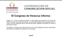 Congreso de Veracruz informa caída de su portal online.