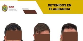 Detienen a tres asaltantes del Banco BBVA en Xalapa.