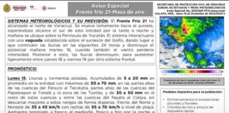 Veracruz emite Aviso Especial por frente frío
