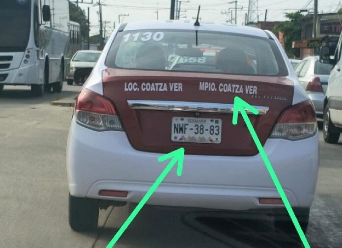 Taxi clonado en Coatzacoalcos