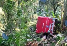 Autobús con estudiantes volcó en la sierra de Veracruz .