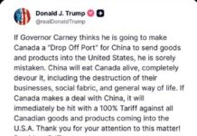 Trump lanza amenaza arancelaria a Canadá tras excluir a Carney de su Junta de Paz para Gaza