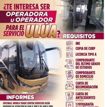 #Veracruz: Convocatoria para operadores de nuevos camiones Ulúa.