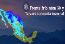Frente Frío 30, provocará bajas temperaturas y lluvias en gran parte de México
