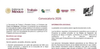 Disponible la convocatoria 2026 del Programa de Apoyo al Empleo en Veracruz.