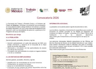 Disponible la convocatoria 2026 del Programa de Apoyo al Empleo en Veracruz.