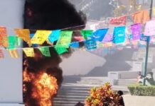 Elementos de PC municipal atienden quema de basura en el Xallitic.