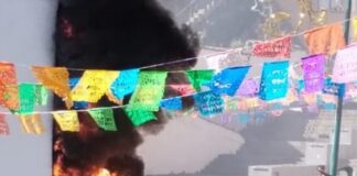 Elementos de PC municipal atienden quema de basura en el Xallitic.