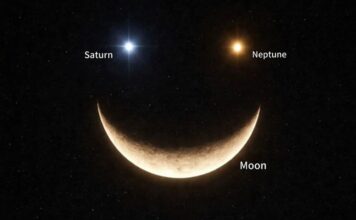 Triple conjunción de la Luna, Saturno y Neptuno formará una carita sonriente en el cielo .