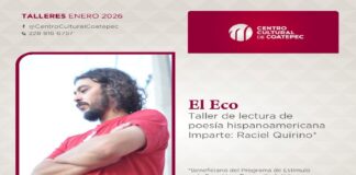 SECVER invita a taller de lectura de poesía hispanoamericana El Eco en el Centro Cultural Coatepec