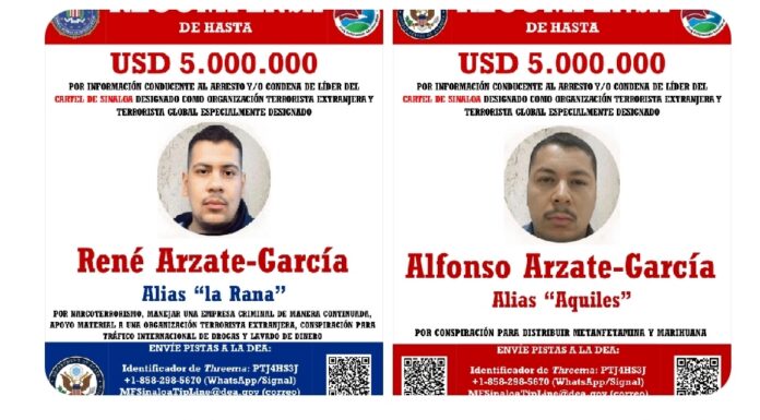 EEUU ofrece recompensas por los hermanos Arzate jefes de plaza del Cártel de Sinaloa