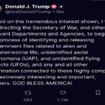 Trump ordena divulgar archivos oficiales sobre vida extraterrestre .