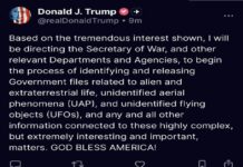 Trump ordena divulgar archivos oficiales sobre vida extraterrestre .