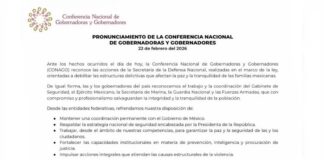 Conago respalda acciones federales de seguridad tras jornada violenta en el país