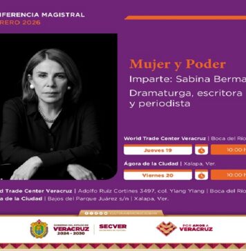 Invita SECVER a la conferencia magistral Mujer y Poder, impartida por Sabina Berman