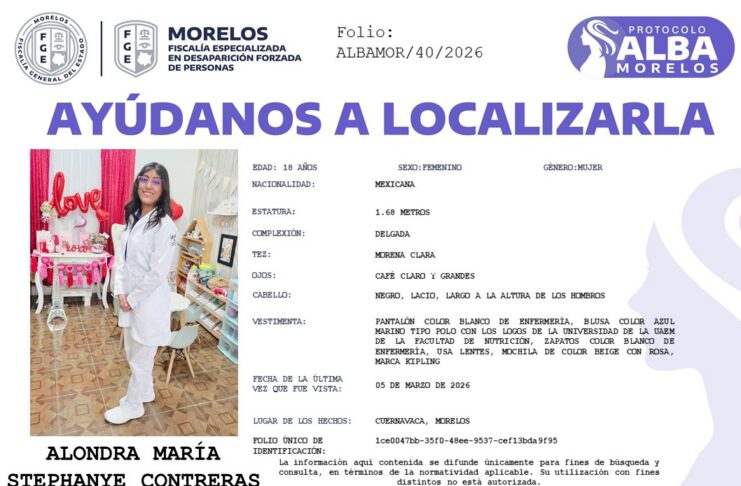 Encuentran con vida a Alondra María Contreras , otra estudian reportada como desaparecida en Morelos