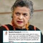 Beatriz Paredes desmiente mensaje falso difundido en redes sociales.