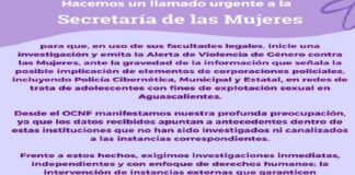 OCNF denuncia redes de trata en Aguascalientes con colusión de autoridades.