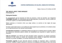 Coparmex Xalapa llama a Yunes Márquez a frenar reforma electoral.