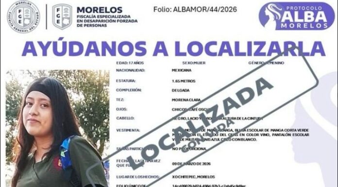 Tras 48 horas de angustia, localizan con vida a Amanda Sherlin, reportada como desaparecida en Morelos.