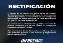 Infodemia rectifica: admite que eran reales las imágenes de persona en balcón de Palacio Nacional