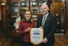 Presidenta Sheinbaum se reúne con Gianni Infantino, Presidente de la FIFA