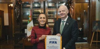 Presidenta Sheinbaum se reúne con Gianni Infantino, Presidente de la FIFA