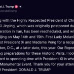 Trump anuncia reunión con Xi Jinping en Pekín tras posponerla por crisis con Irán