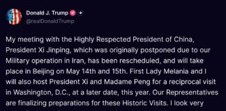 Trump anuncia reunión con Xi Jinping en Pekín tras posponerla por crisis con Irán
