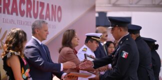Gobernadora reconoce valor y trabajo humanitario de la Policía Veracruzana en contingencias.